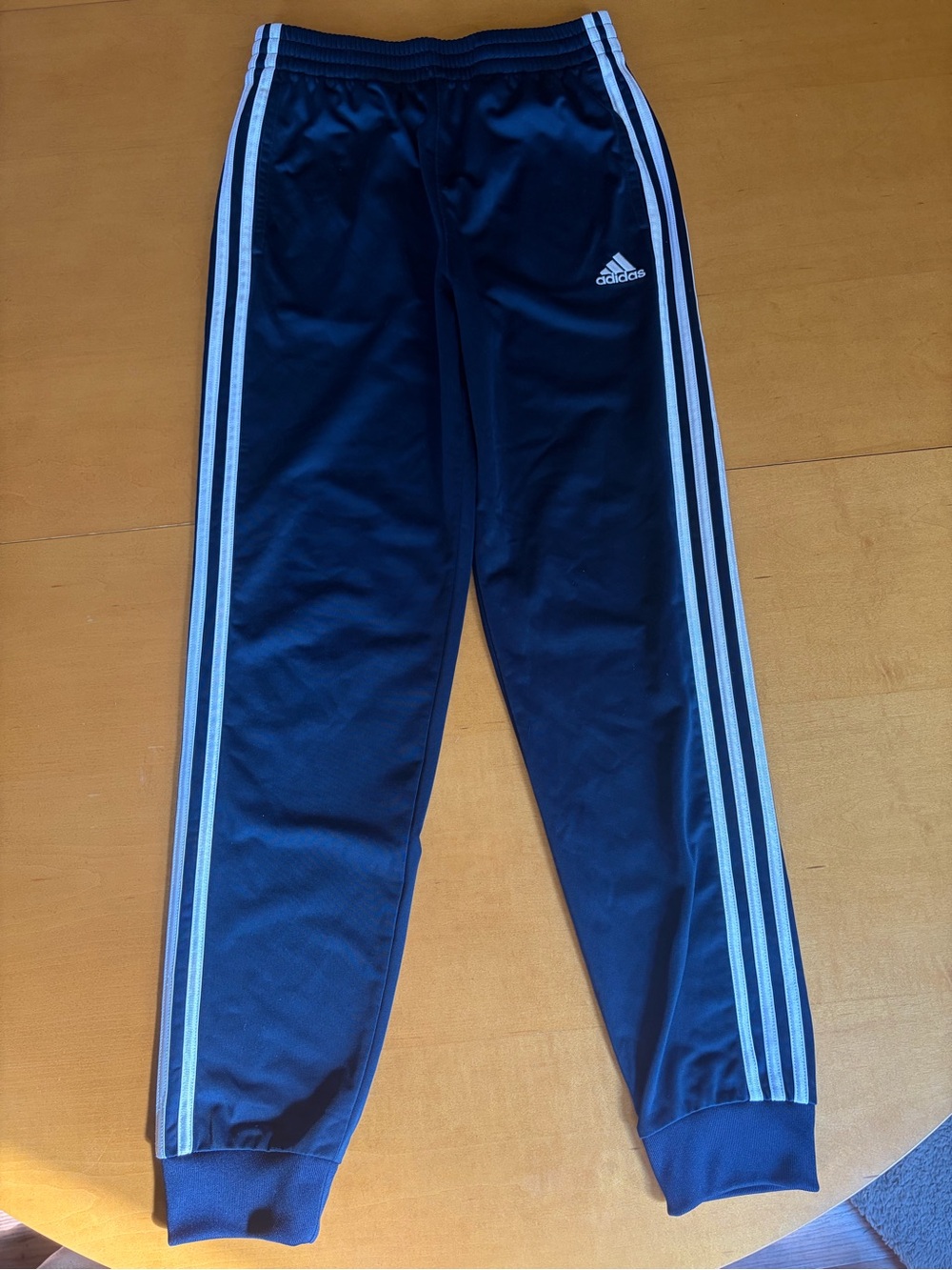 adidas Kids Navy Track Joggers with White 3-Stripes